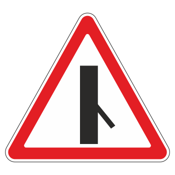 Дорожный знак 2.3.6 «Примыкание второстепенной дороги справа» (металл 0,8 мм, III типоразмер: сторона 1200 мм, С/О пленка: тип А коммерческая)